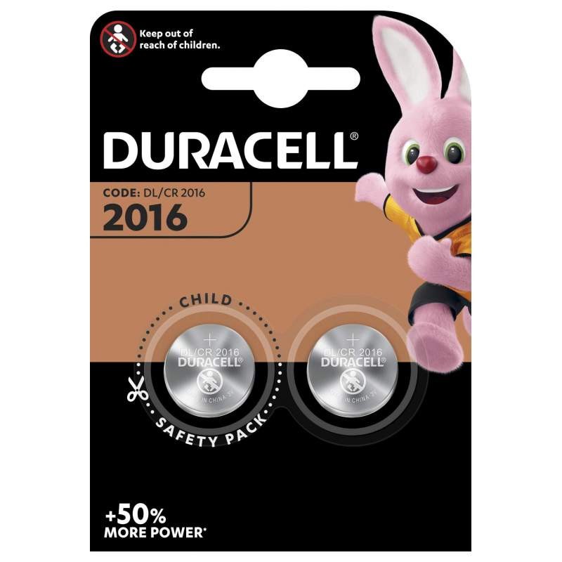 Piles CR2016 Duracell Bouton 3V